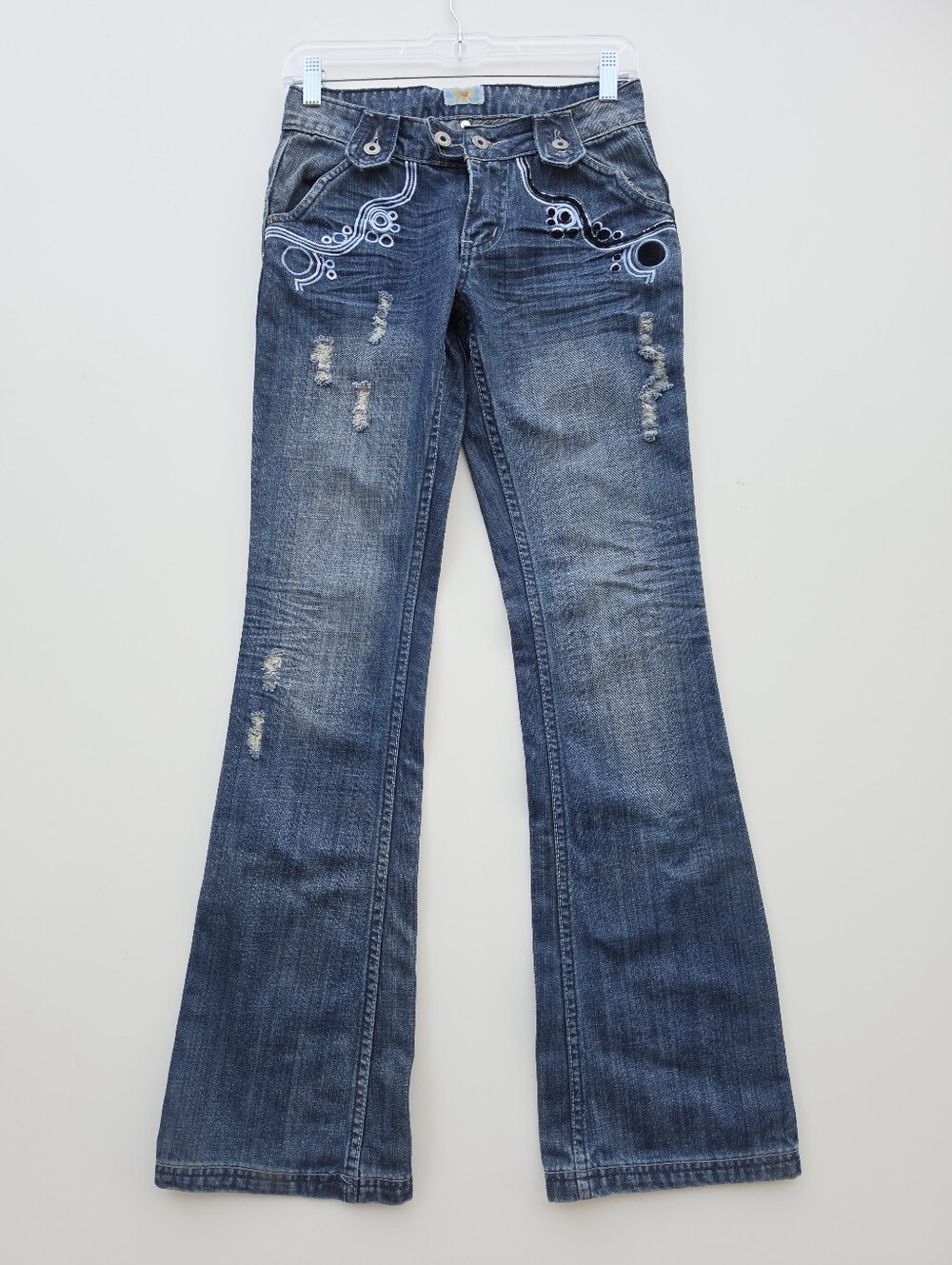 Antik Denim Vintage Y2K Embroidered Low Rise Flare Jeans